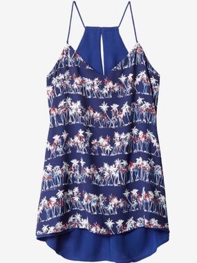 Express Barcelona Cami royal cobalt blue palm tree print reversible XS